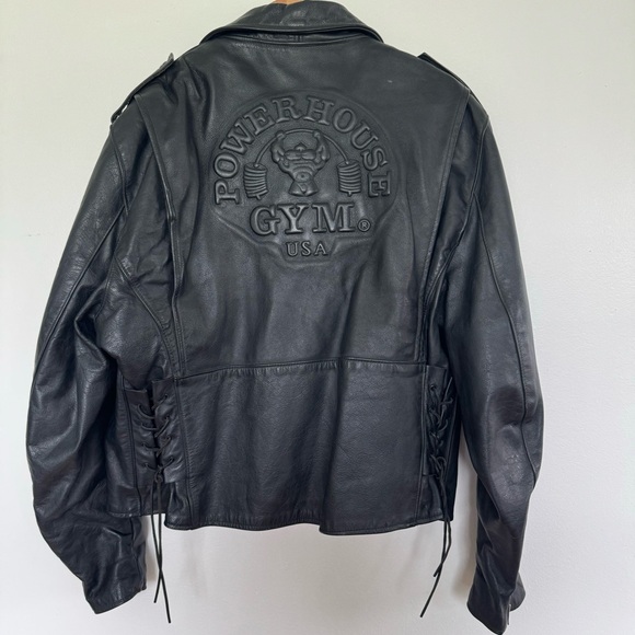 Vintage Brooks Leather Jacket Mens XL Powerhouse Gym USA Motorcycle Biker